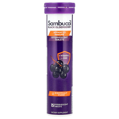 Sambucol, Black Elderberry, Effervescent Tablets + Vitamin C & Zinc, Age 4+, 15 Effervescent Tablets