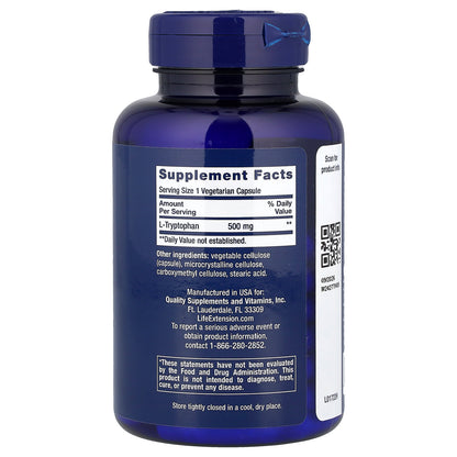 Life Extension, L-Tryptophan, 500 mg, 90 Vegetarian Capsules
