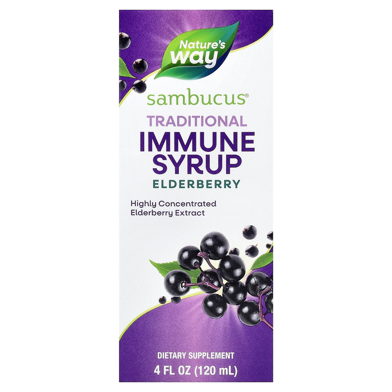 Nature's Way, Sambucus®, Traditional Immune Syrup, Elderberry, 4 fl oz (120 ml)