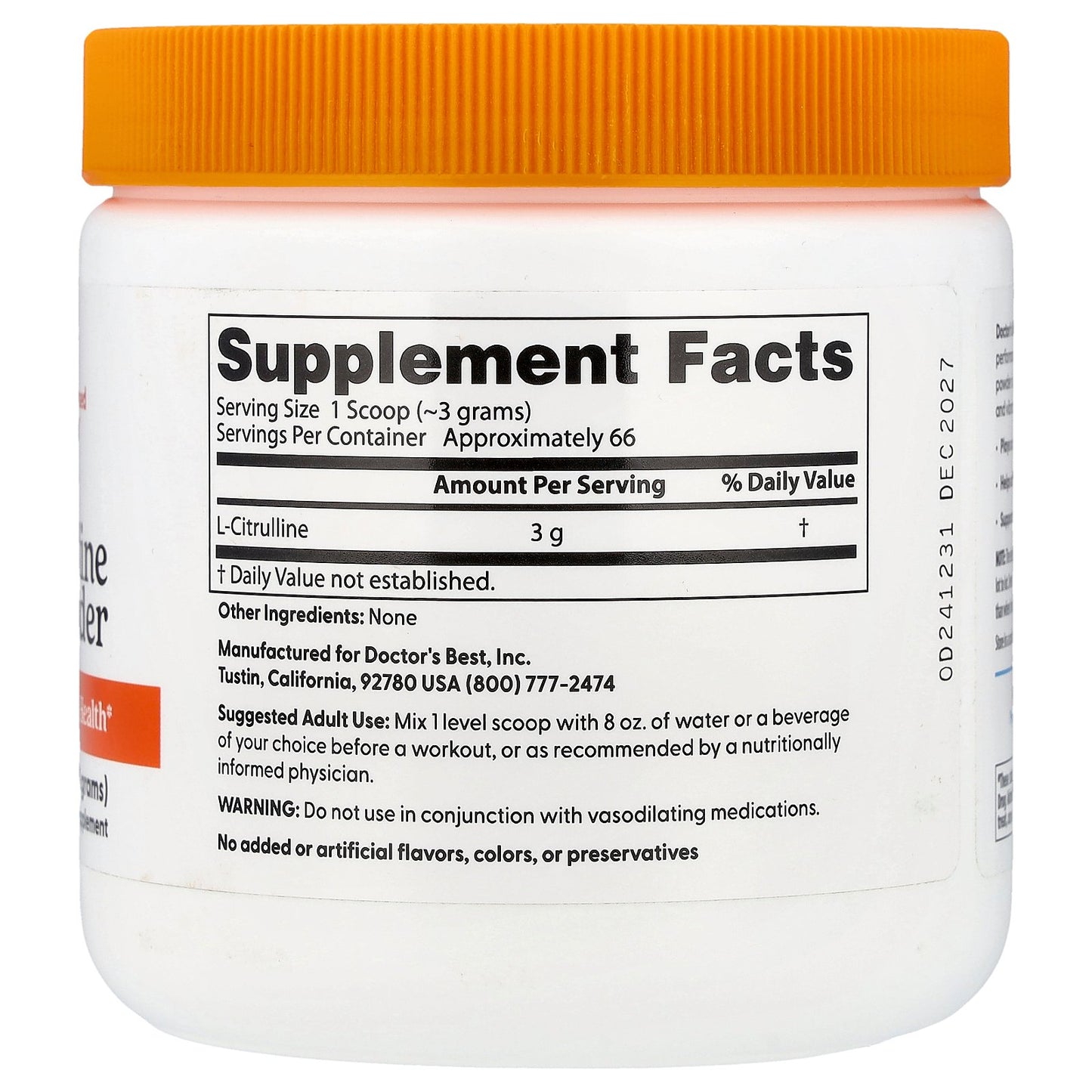 Doctor's Best, L-Citrulline Powder, 7 oz (200 g)