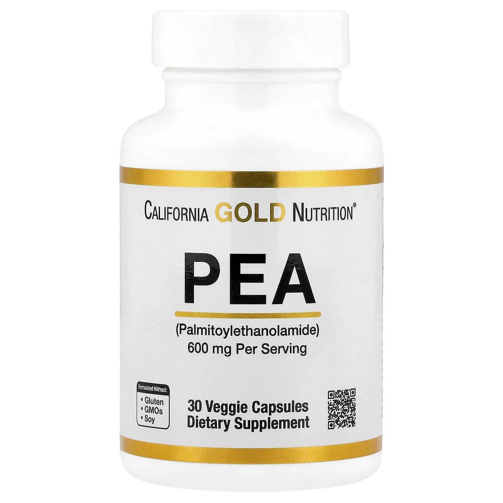 California Gold Nutrition, PEA (Palmitoylethanolamide), 30 Veggie Capsules (300 mg per Capsule)