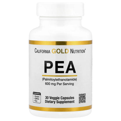 California Gold Nutrition, PEA (Palmitoylethanolamide), 30 Veggie Capsules (300 mg per Capsule)