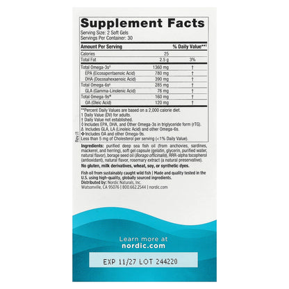 Nordic Naturals, Complete Omega Xtra, Lemon, 60 Soft Gels (680 mg per Soft Gel)