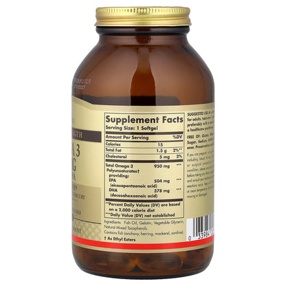 Solgar, Omega 3, EPA & DHA, Triple Strength, 950 mg, 100 Softgels
