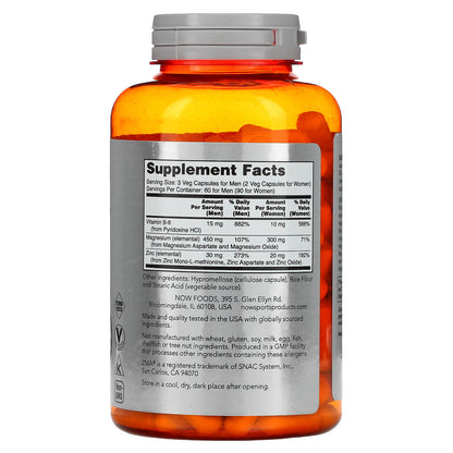 NOW Foods, Sports, ZMA, Sports Recovery, 180 Veg Capsules