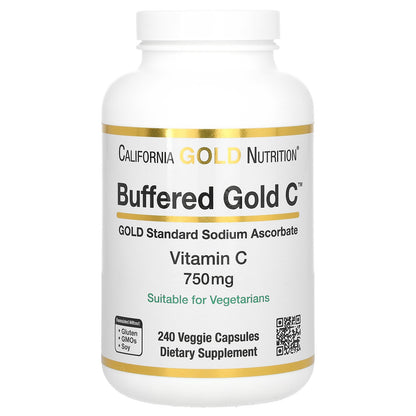 California Gold Nutrition, Buffered Gold C, GOLD Standard Sodium Ascorbate (Vitamin C), 750 mg, 240 Veggie Capsules