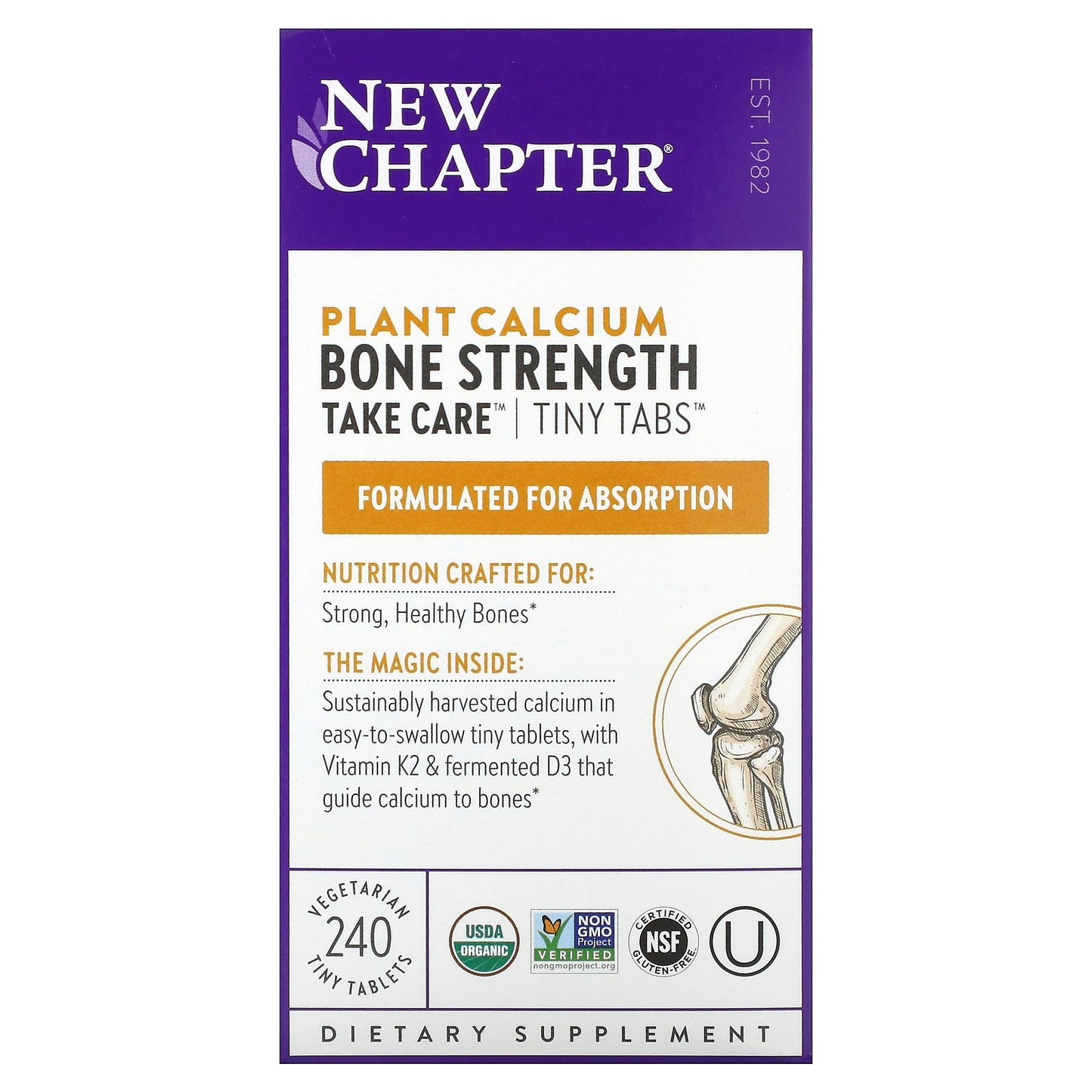 New Chapter, Plant Calcium, Bone Strength, Take Care, 240 Vegetarian Tiny Tablets