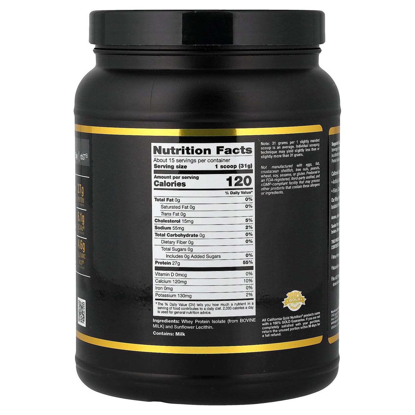California Gold Nutrition, Sport, Whey Protein Isolate, Unflavored, 1 lb (454 g)