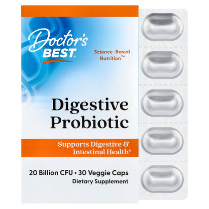 Doctor's Best, Digestive Probiotic, 30 Veggie Caps