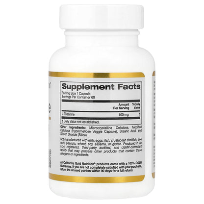 California Gold Nutrition, L-Theanine, Featuring AlphaWave®, 100 mg, 60 Veggie Capsules