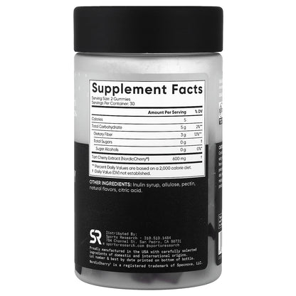Sports Research, Tart Cherry Gummies, Sugar-Free, 60 Gummies (300 mg per Gummy)