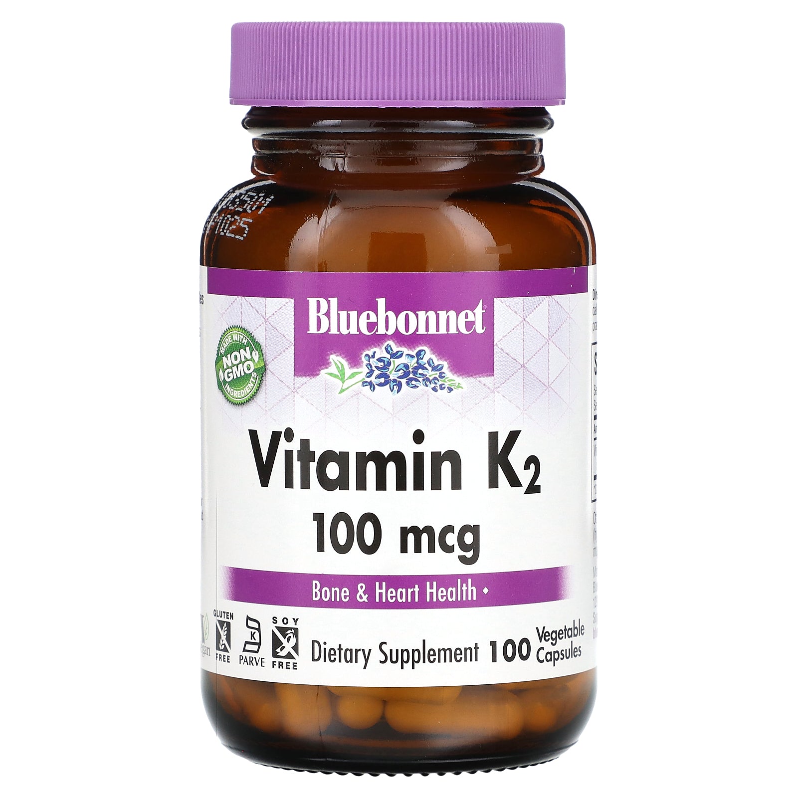 Bluebonnet Nutrition, Vitamin K2, 100 mcg, 100 Vegetable Capsules