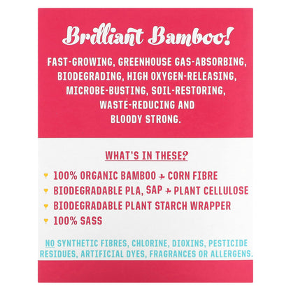 Here We Flo, Bamboo Day Pads, Ultra Thin with Wings, 16 Pads