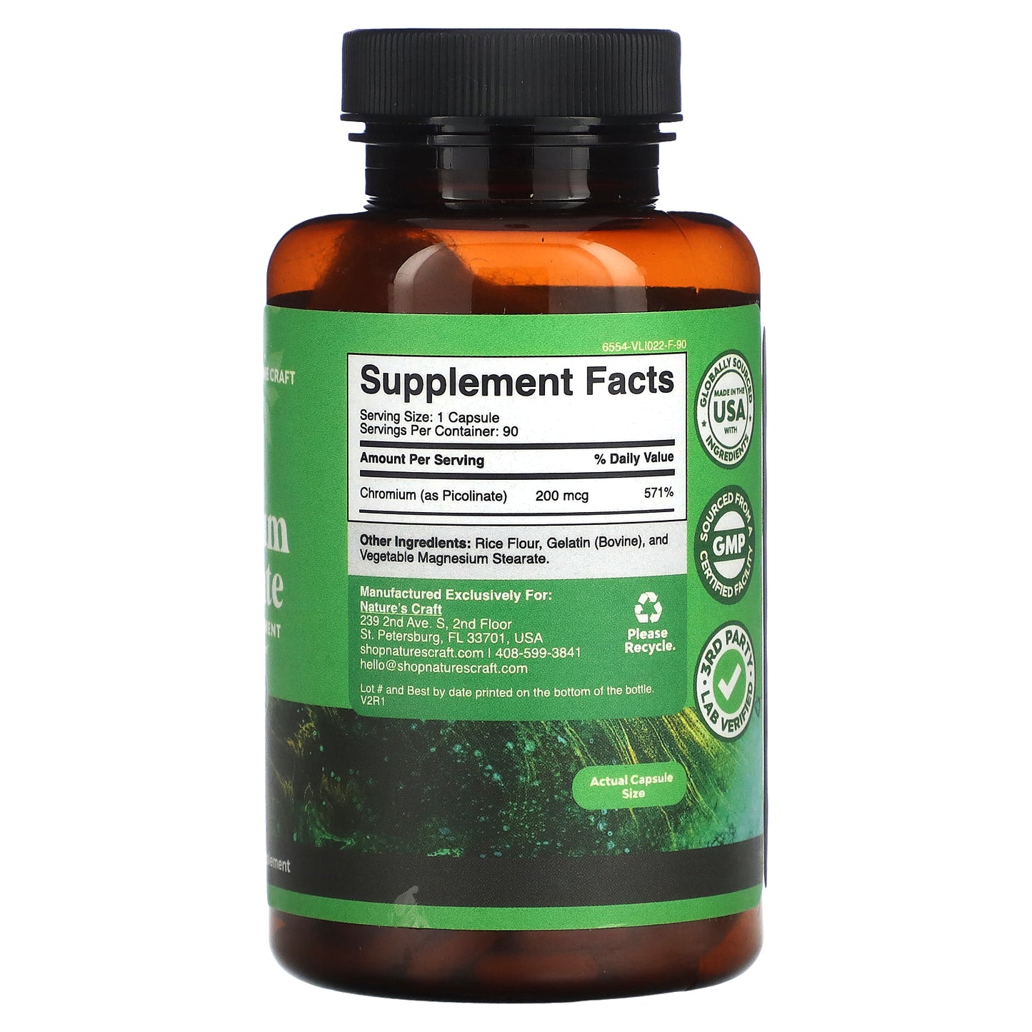 Nature's Craft, Chromium Picolinate, 200 mcg, 90 Capsules