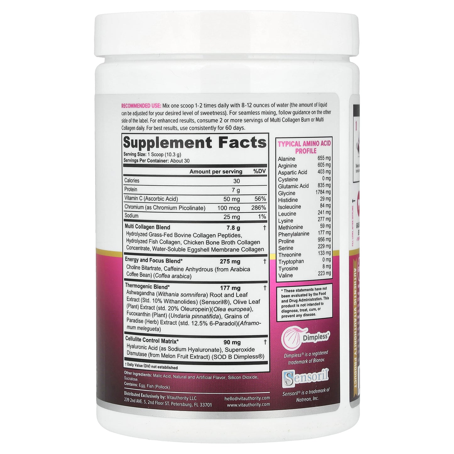 Vitauthority, Multi Collagen Burn, Energy, Tropical Punch, 10.89 oz (309 g)