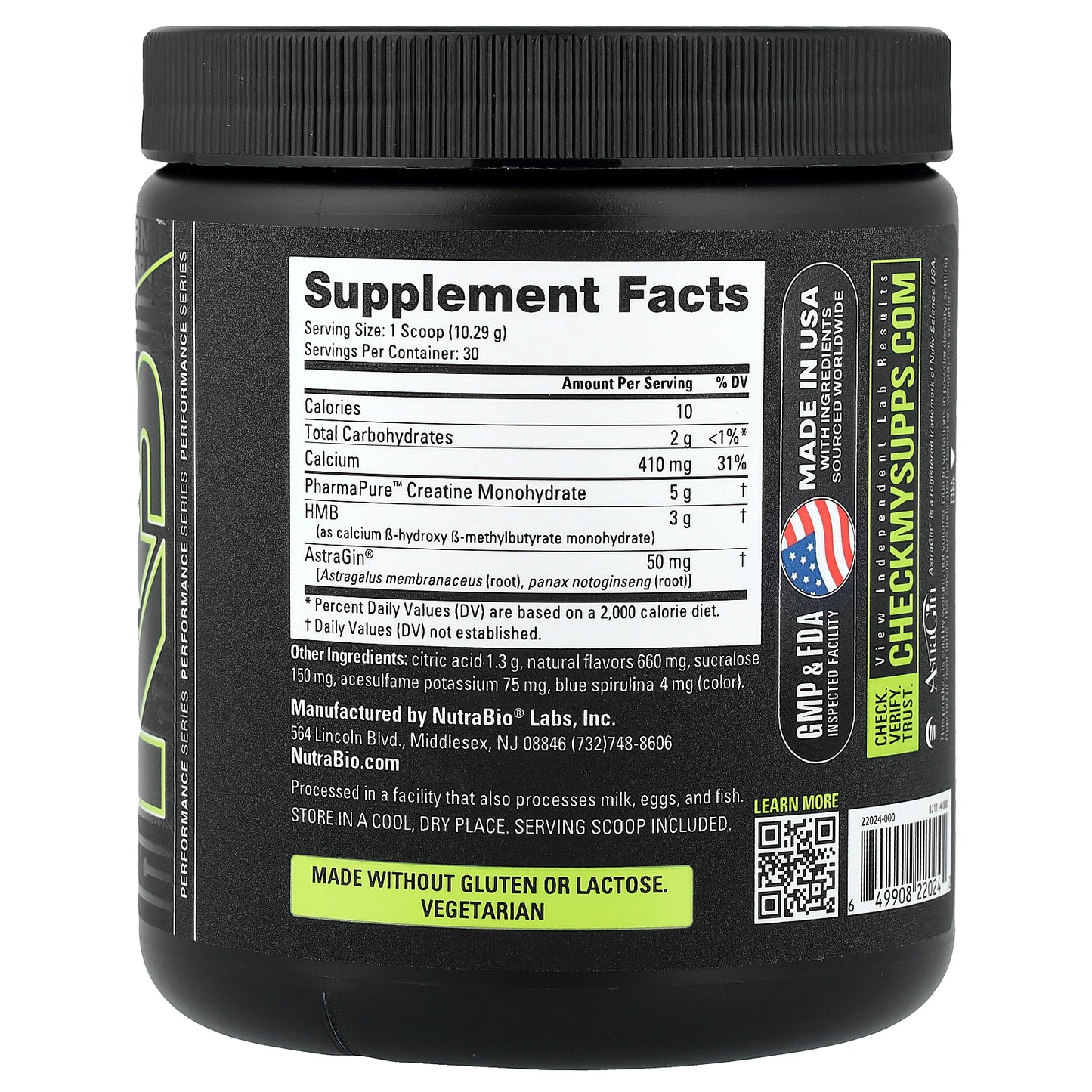 NutraBio, Creatine + HMB, Blue Razz, 10.89 oz (308 g)