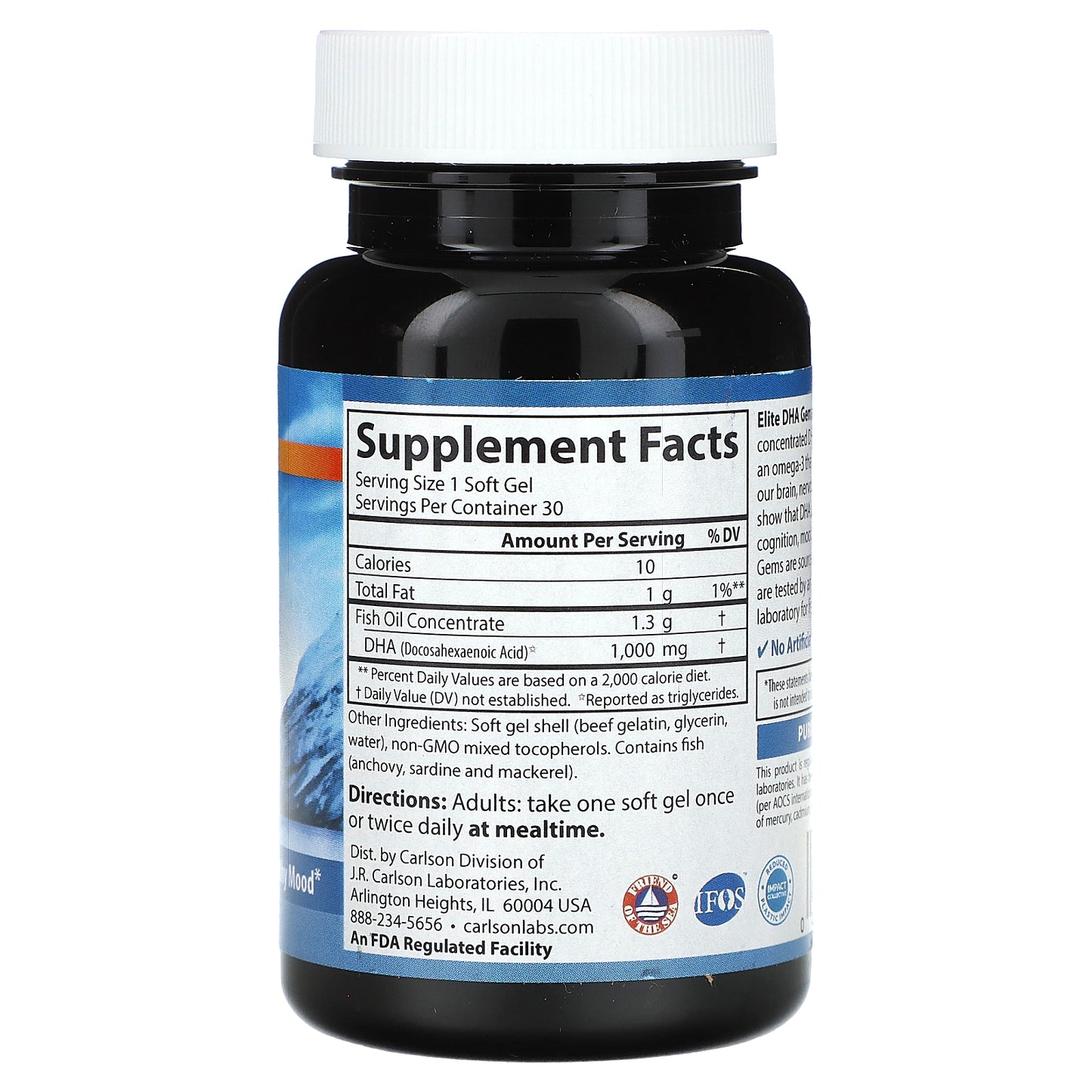 Carlson, Elite DHA Gems, 1,000 mg, 30 Soft Gels