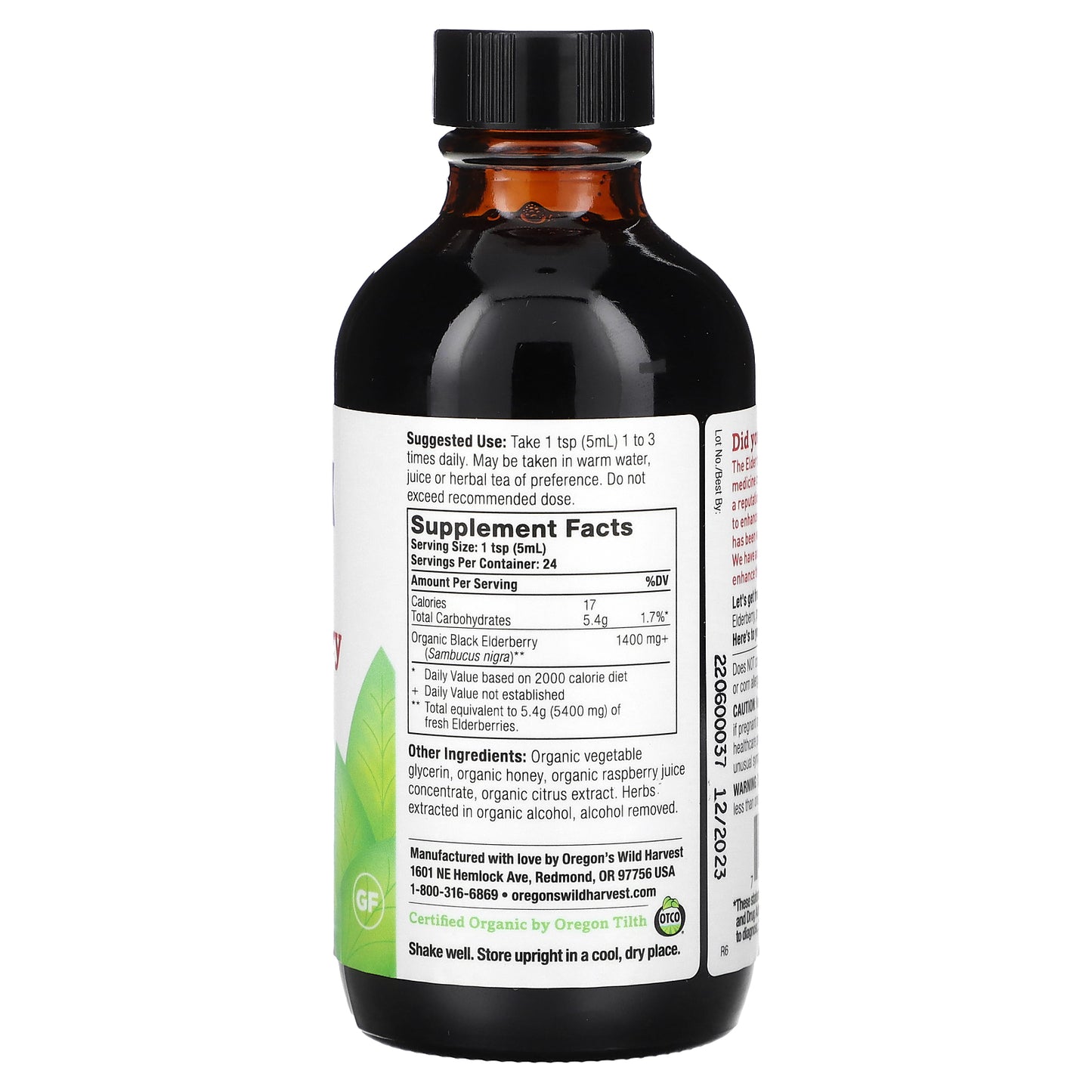 Oregon's Wild Harvest, Black Elderberry Honey Extract, Alcohol Free, 4 fl oz (118 ml)