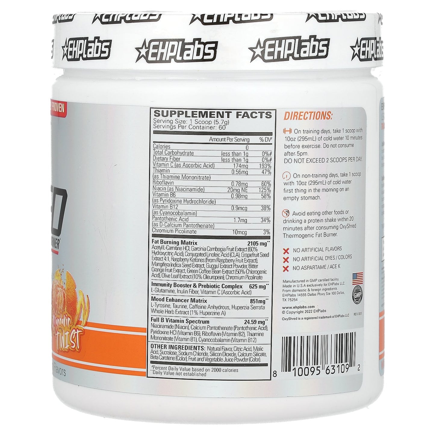 EHPlabs, OxyShred, Thermogenic Fat Burner, Mandarin Twist, 12.1 oz (342 g)