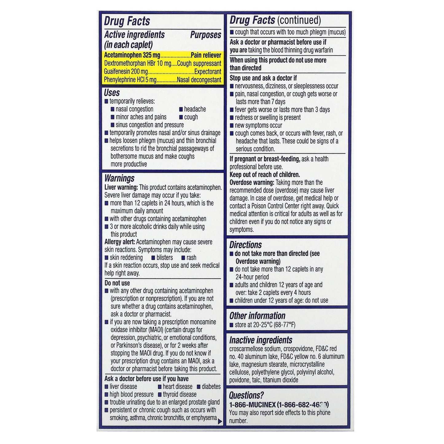 Mucinex, Sinus-Max, Pressure, Pain & Cough, For Ages 12+, 20 Caplets