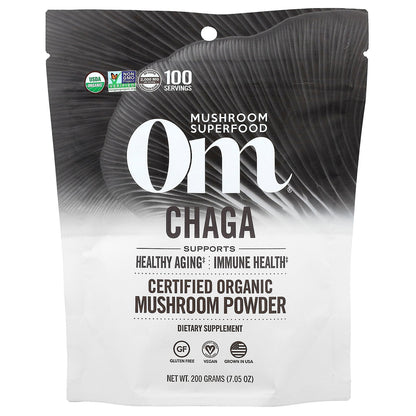 Om Mushrooms, Certified Organic Mushroom Powder, Chaga, 7.05 oz (200 g)