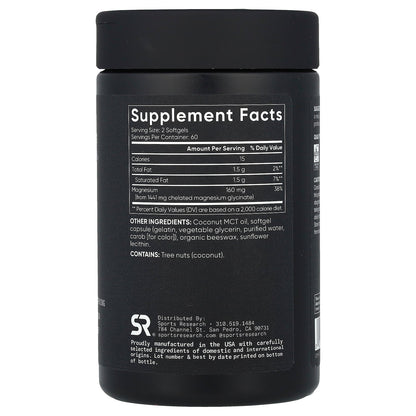Sports Research, Magnesium Glycinate, 120 Softgels (80 mg per Softgel)