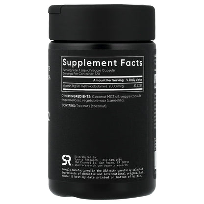 Sports Research, Methyl Vitamin B12, 2,000 mcg, 120 Liquid Veggie Capsules