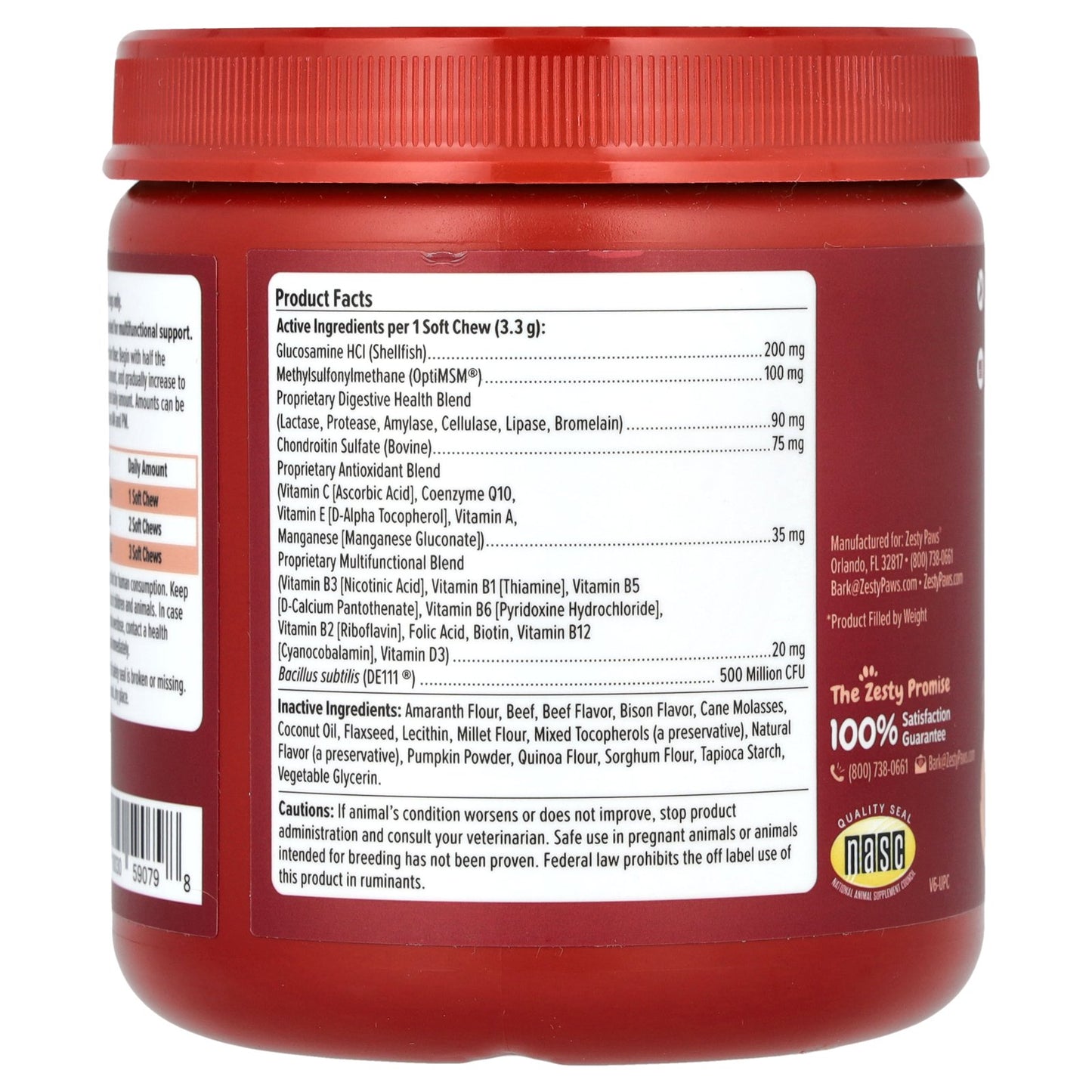 Zesty Paws, Ancient Elements, 8-in-1 Bites, For Dogs, All Ages, Bison, 90 Soft Chews, 10.4 oz (297 g)