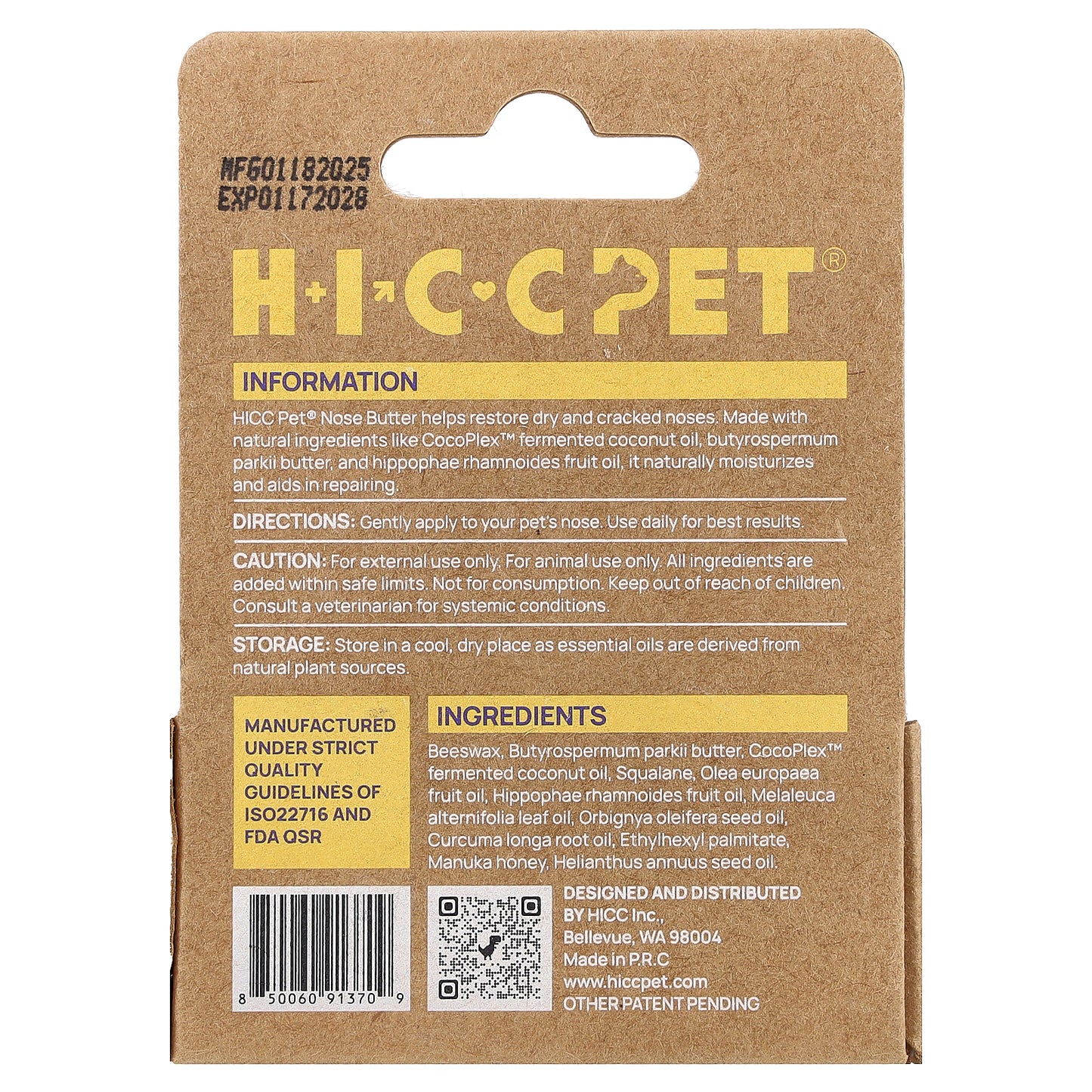 HICC Pet, Nose Butter, For Dogs & Cats, Botanical Oil, 0.53 oz