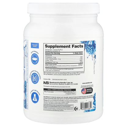 NutraBio, Performance, Clear Protein, Blue Raspberry, 1.1 lb (519 g)