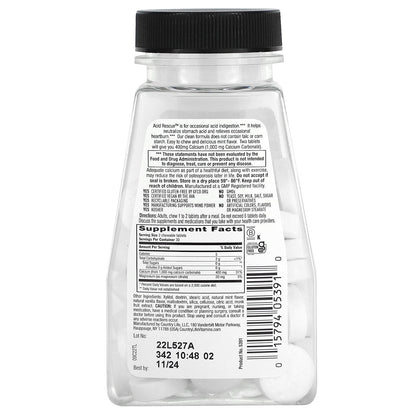 Country Life, Acid Rescue, Calcium Carbonate, Mint, 60 Chewable Tablets