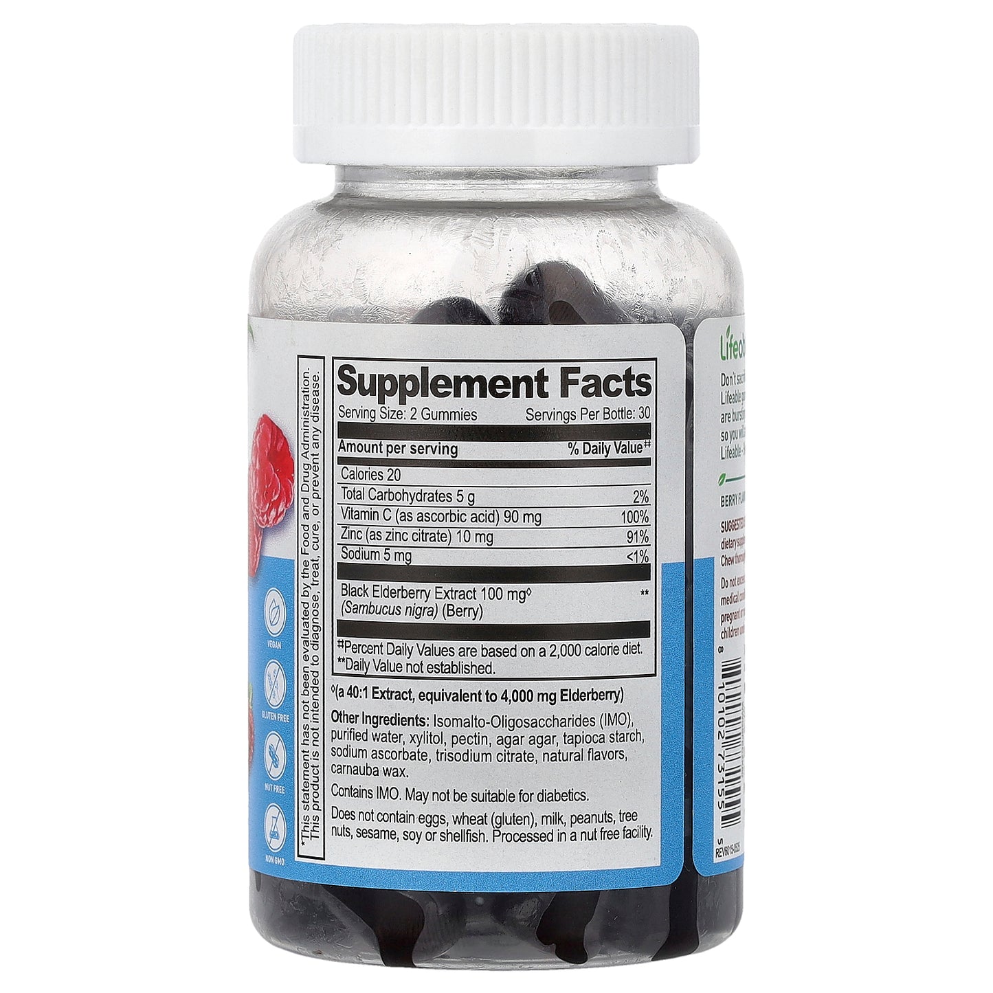 Lifeable, Kids, Sambucus Elderberry + Vitamin C & Zinc Gummies, Berry, 60 Gummies