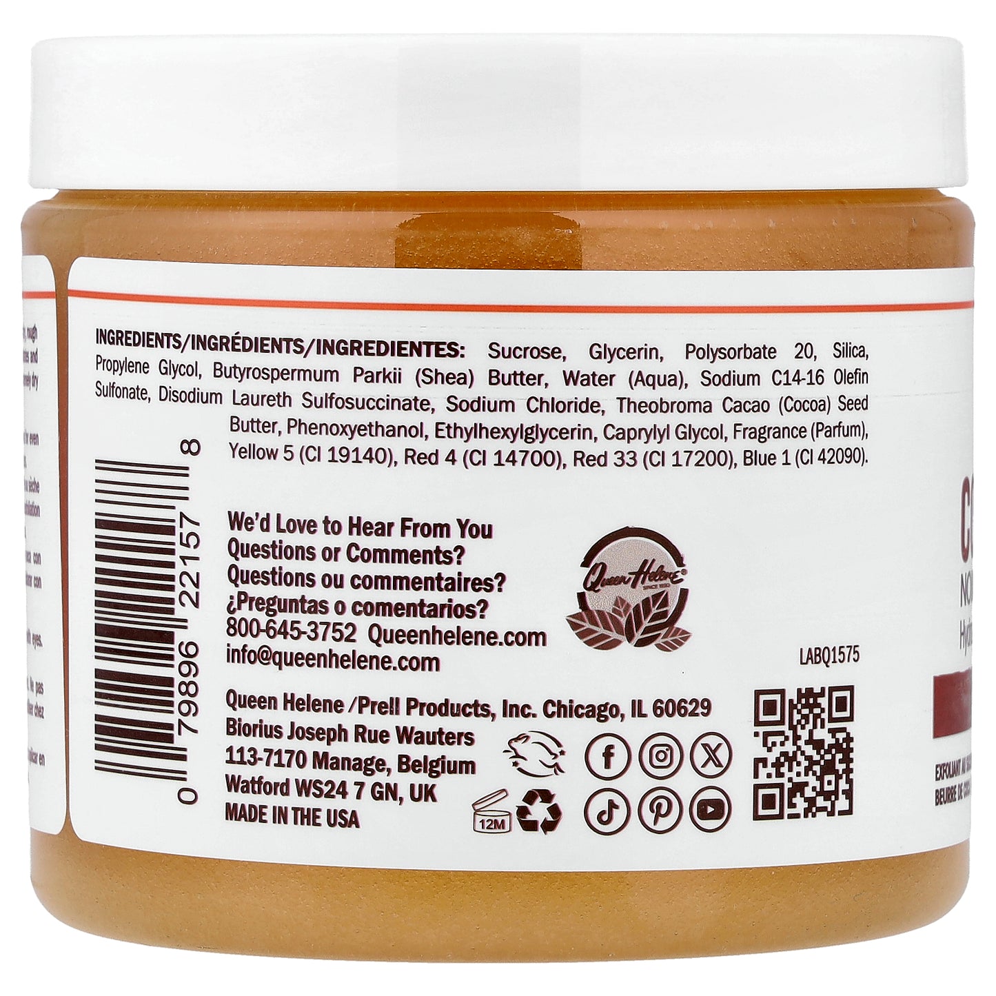 Queen Helene, Nourishing Sugar Scrub, Cocoa Butter, 20 oz (567 g)