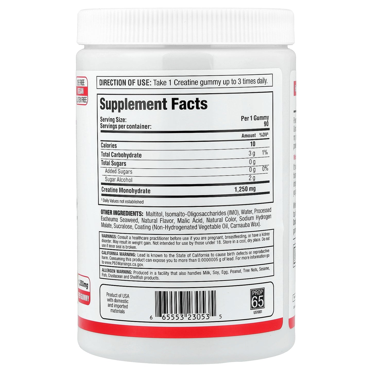 ALLMAX, Creatine Gummies, Tropical Fruit Punch, 1,250 mg, 90 Gummies