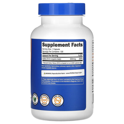 Nutricost, Iodine, 325 mcg, 120 Capsules