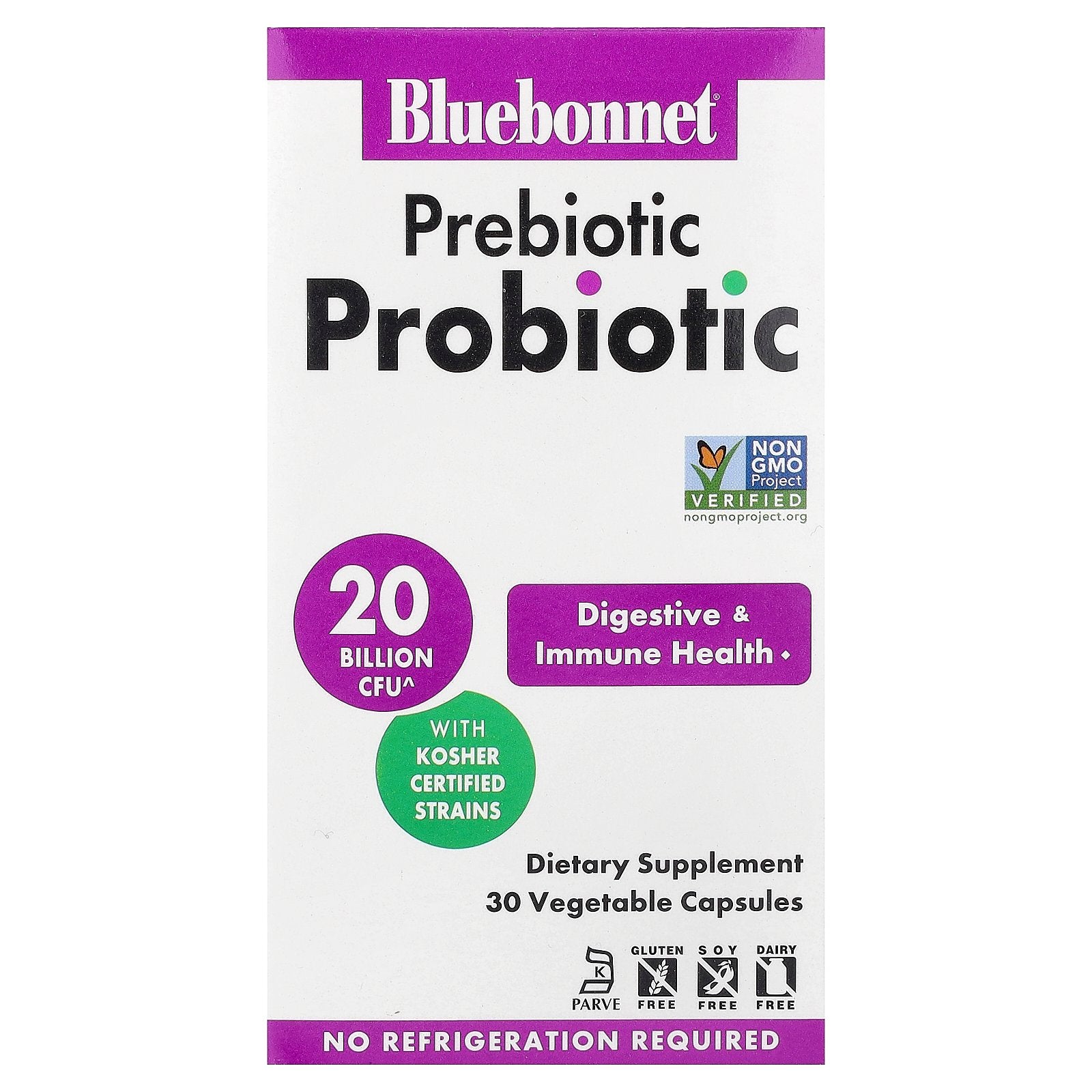 Bluebonnet Nutrition, Prebiotic Probiotic, 30 Vegetable Capsules