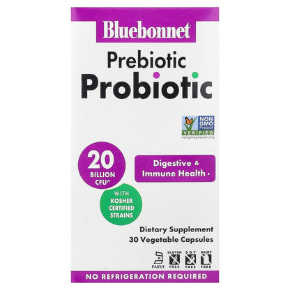 Bluebonnet Nutrition, Prebiotic Probiotic, 30 Vegetable Capsules