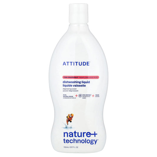ATTITUDE, Nature + Technology™, Dishwashing Liquid, Pink Grapefruit, 23.7 fl oz (700 ml)