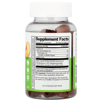 Lifeable, Black Cohosh Root Gummies, Peach, 60 Gummies (25 mg per Gummy)