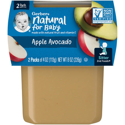 Gerber, Natural for Baby, 2nd Foods, Apple Avocado, 2 Pack, 4 oz (113 g) Each