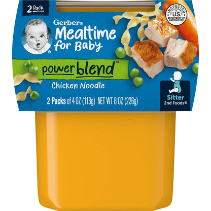 Gerber, Mealtime for Baby, Power Blend™, 2nd Foods®, Chicken Noodle, 2 Pack, 4 oz (113 g) Each