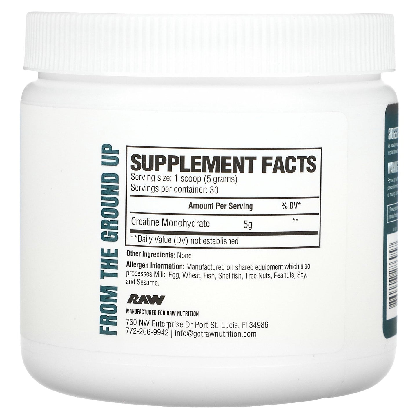 Raw Nutrition, Creatine Monohydrate, Unflavored, 5.30 oz (150 grams)