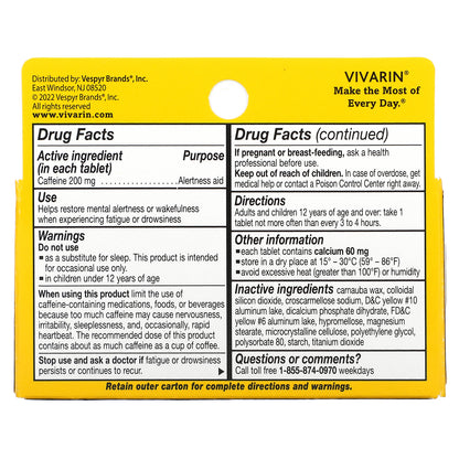 Vivarin, Caffeine Alertness Aid, 200 mg, 40 Tablets