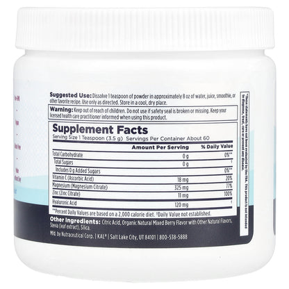 KAL, Radiant Magnesium Powder, Mixed Berry, 7.3 oz (207 g)