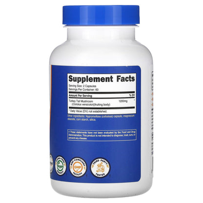 Nutricost, Turkey Tail Mushroom, 120 Capsules (600 mg per Capsule)