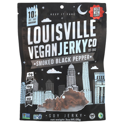 Louisville Vegan Jerky Co, Soy Jerky, Smoked Black Pepper, 3 oz (85.05 g)