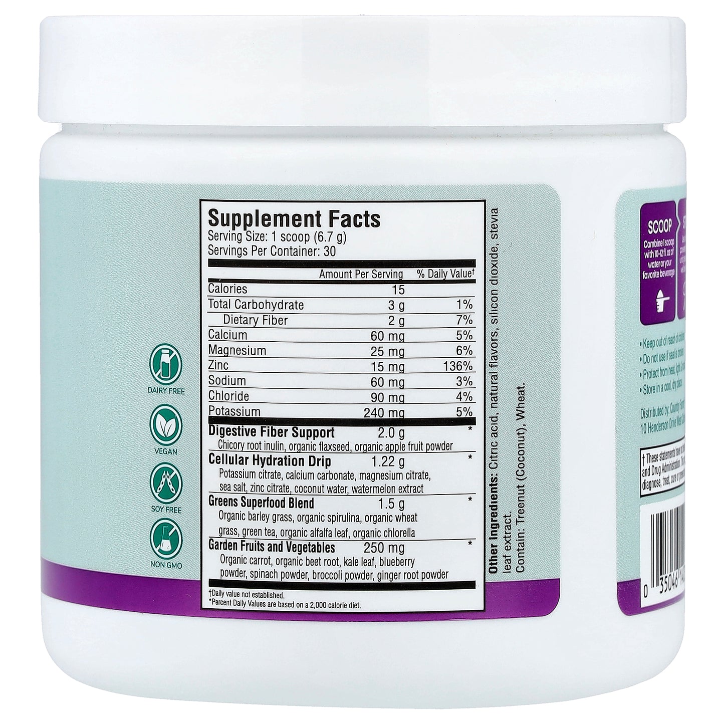 Country Farms, Refreshers, Super Greens + Electrolytes, Passion Fruit, 7.09 oz (201 g)