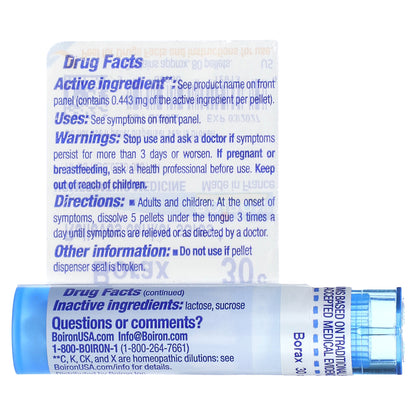 Boiron, Borax, 30C, Canker Sore Relief, Approx 80 Pellets