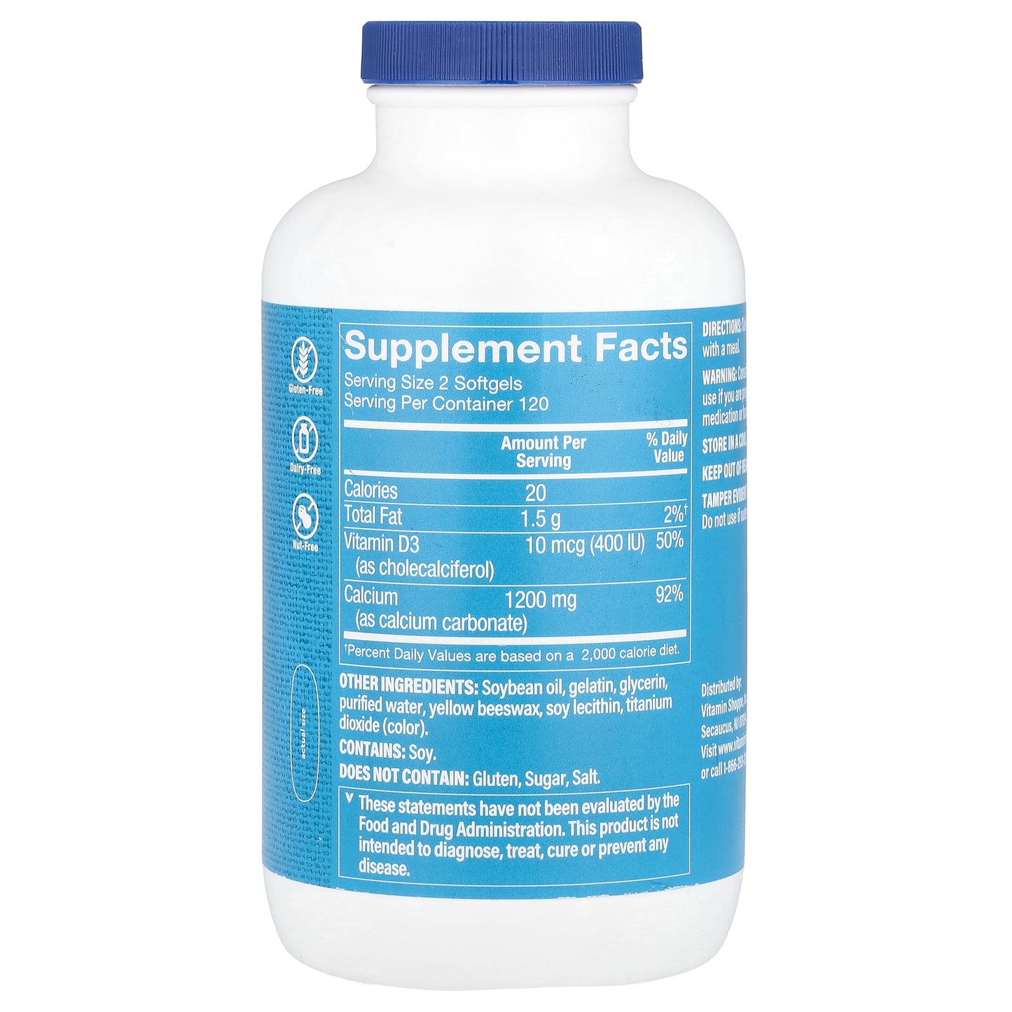 The Vitamin Shoppe, Calcium1200 With Vitamin D3, 240 Softgels