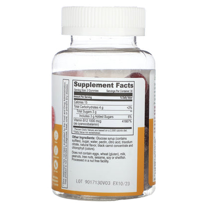 Lifeable, Vitamin B12 Gummies, Natural Raspberry, 60 Gummies (500 mg per Gummy)